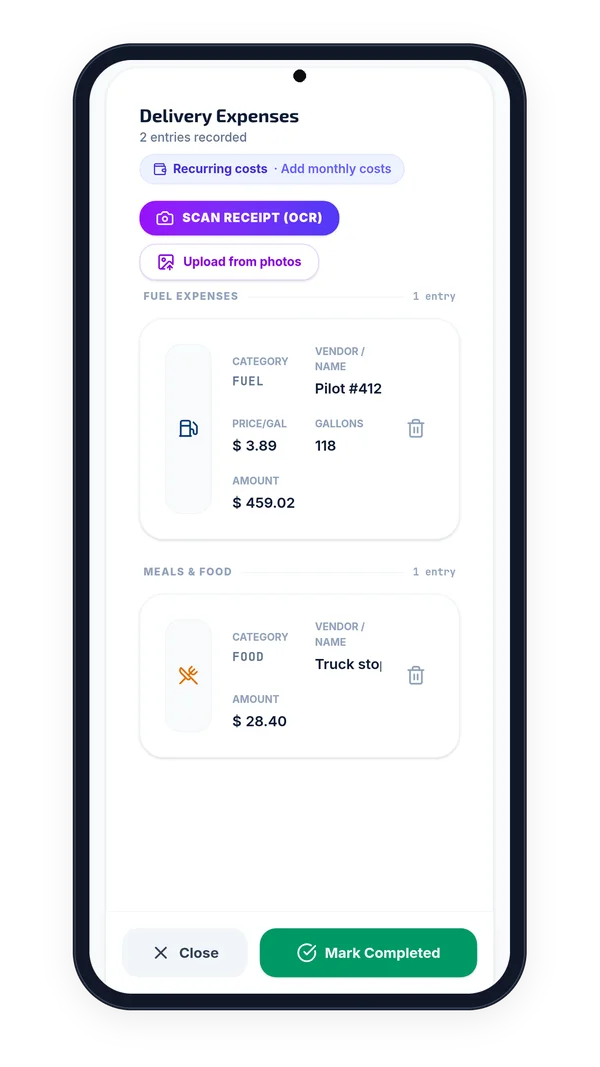 Expenses & receipt scan